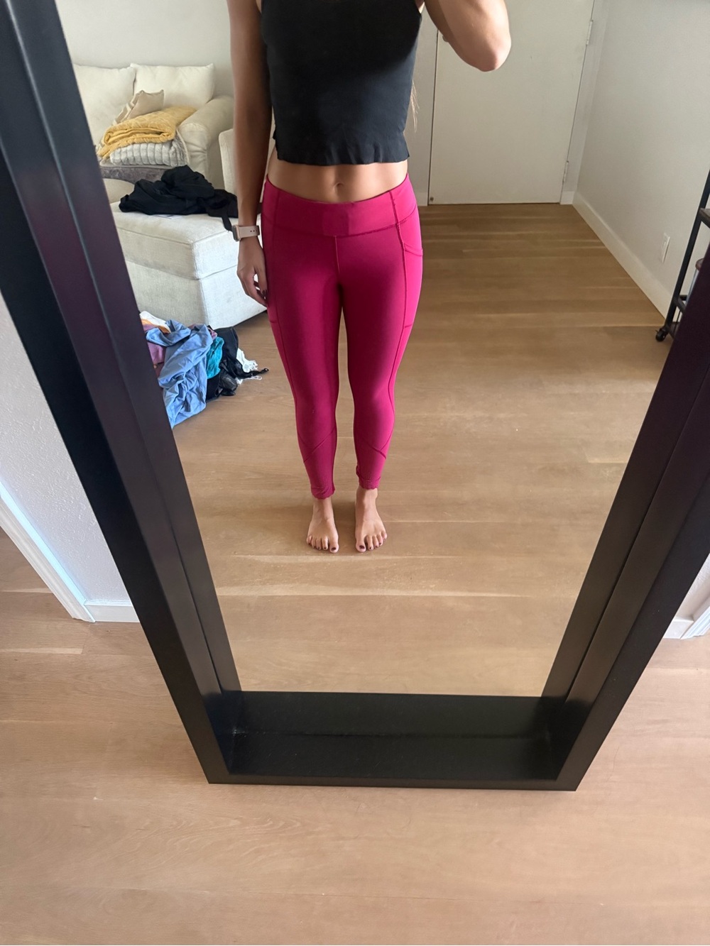 Lululemon Tight Stuff Tight Pink Reflective Scalloped Leggings